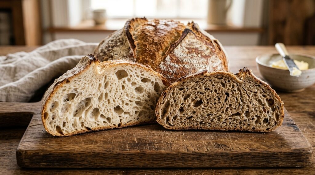 Confronto tra pane integrale con lievito madre e pane bianco per comprendere quale tipo è più digeribile